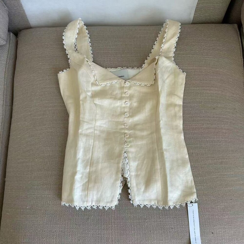 Reformation Cream Viola Button Front Tank - Picture 5 of 16